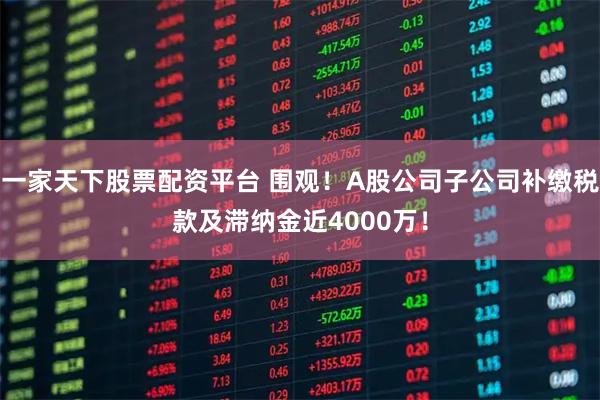 一家天下股票配资平台 围观！A股公司子公司补缴税款及滞纳金近4000万！