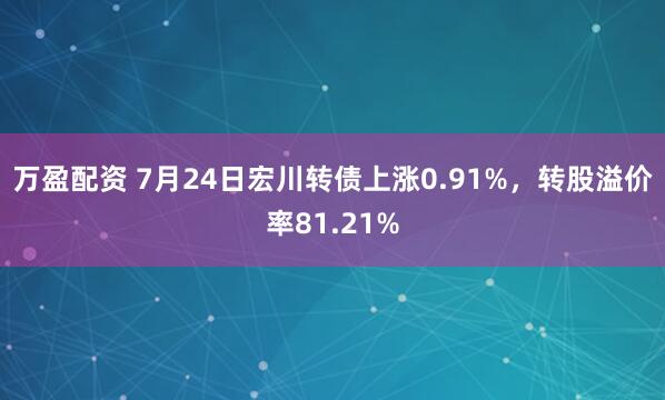 万盈配资 7月24日宏川转债上涨0.91%，转股溢价率81.21%